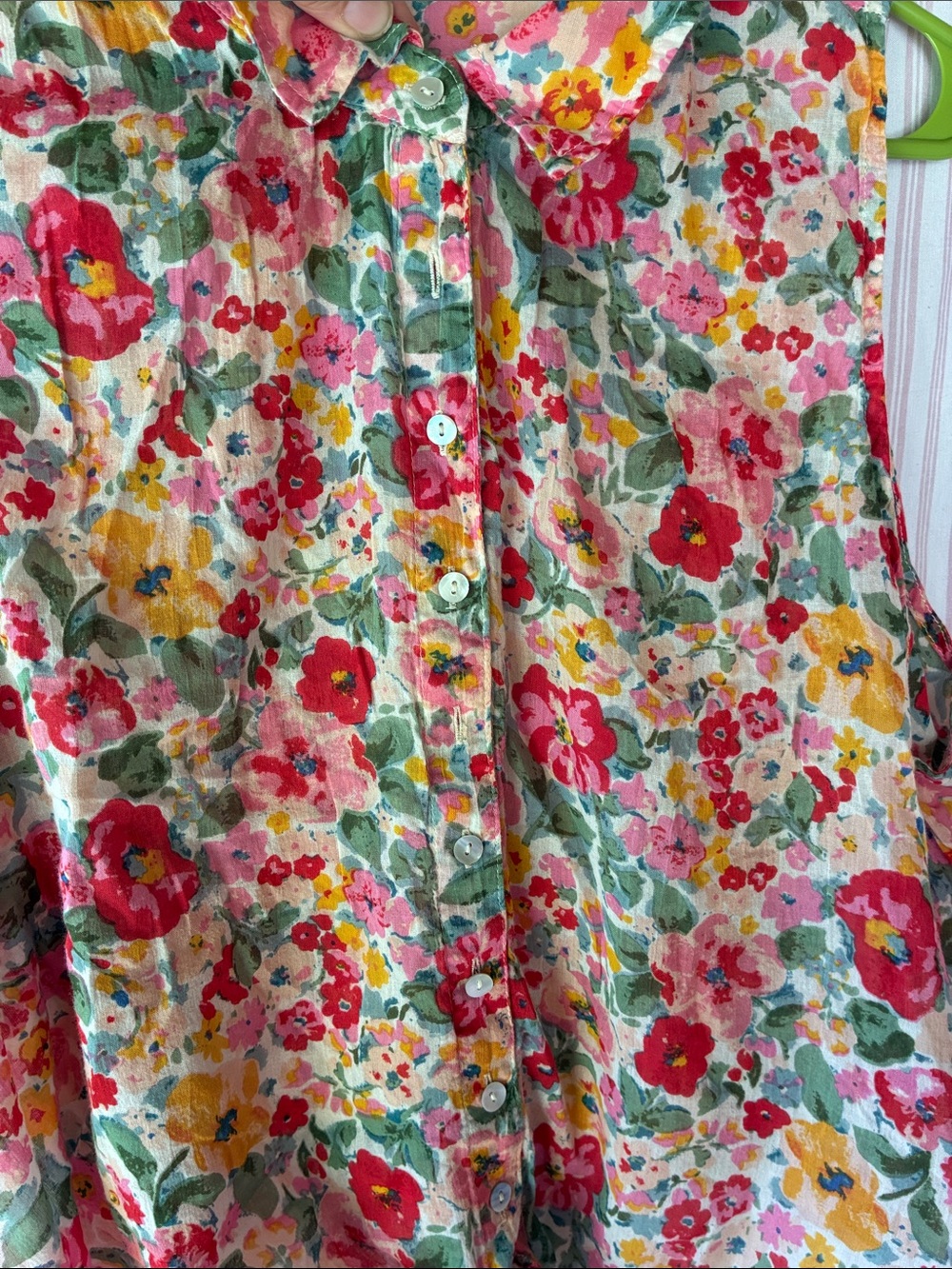 Natural Life: Floral Tie-Front Sleeveless Button-Up Top - Pink Multi - Picture 5 of 9